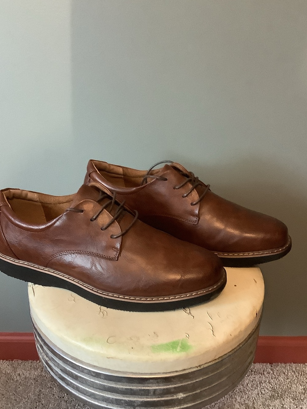 New Deer Stags Walkmaster Brown Leather Dress Lace-Up Shoes - Size 12 Wide.